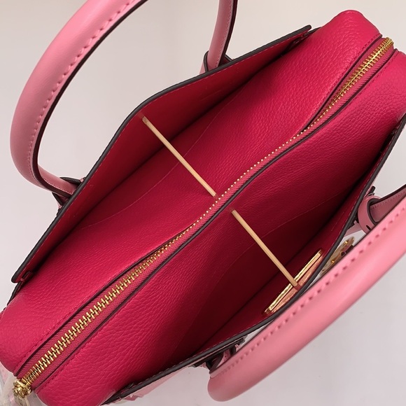 MICHAEL KORS Mercer Md Top ZipColor-Block Belted Satchel Crossbody Purse El Pink - Picture 12 of 16